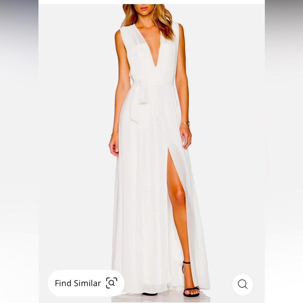 L’agence deep-v pleated maxi dress